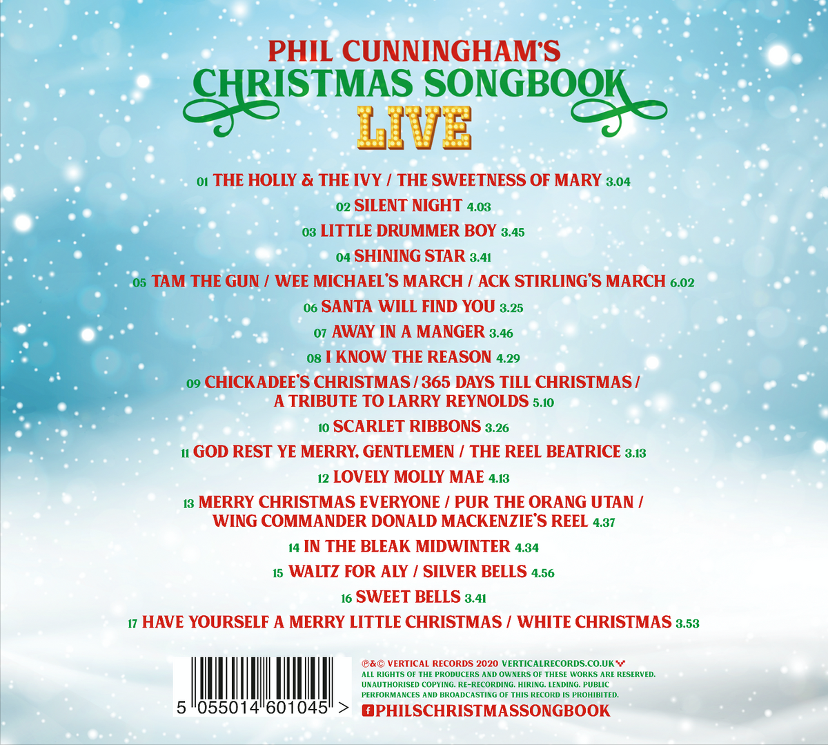 Rear Album Cover for Phil Cunningham - Phil Cunningham's Christmas Songbook Live - Music CD
