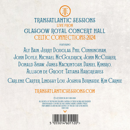 Rear Album Cover for Transatlantic Sessions - Live From Celtic Connections 2024 - VERTCD131 - Music CD
